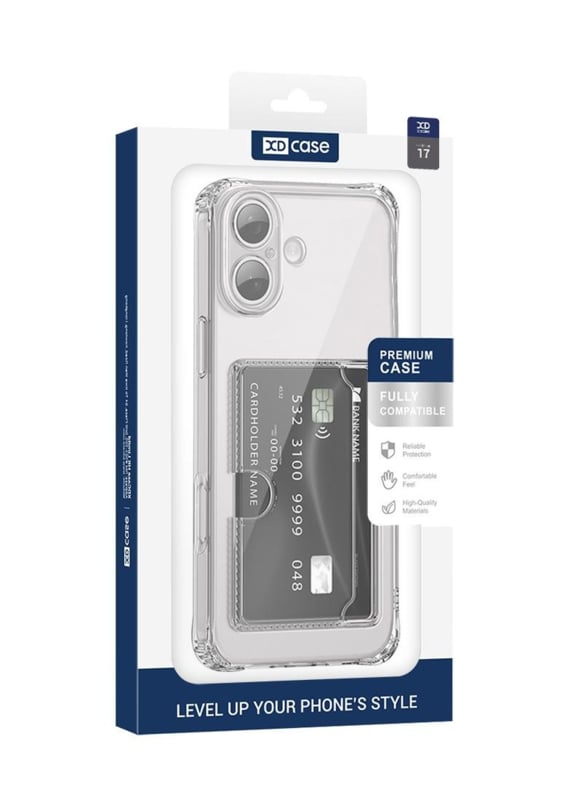 Transparant TPU telefoonhoesje met pasjesvak voor iPhone 17