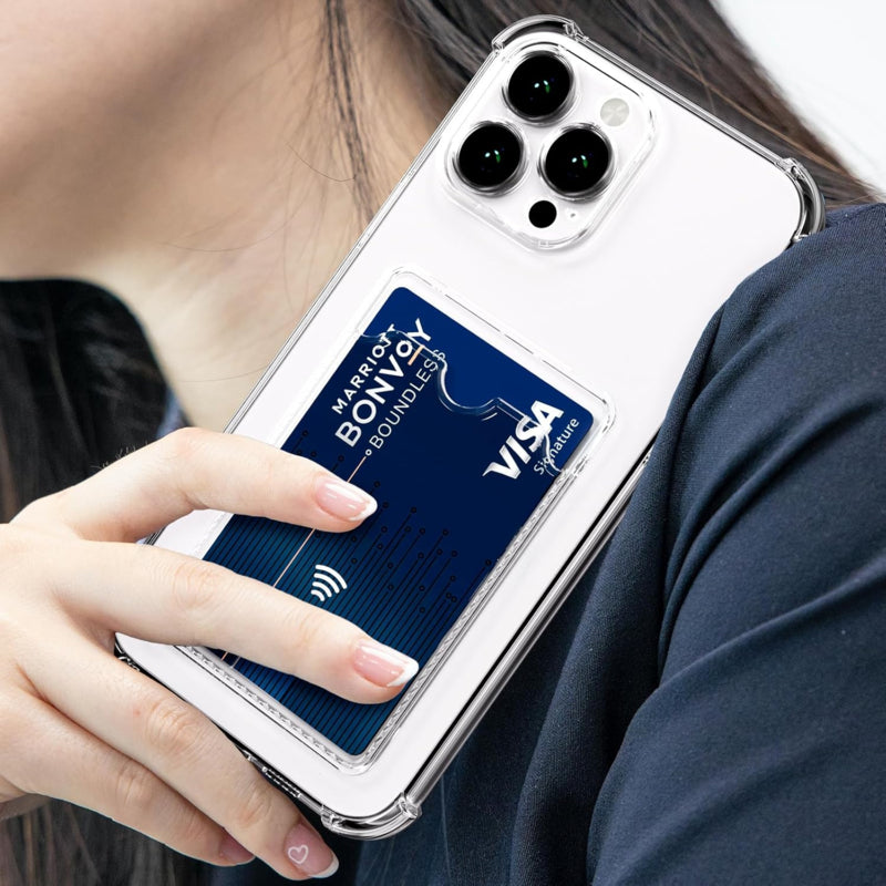 Transparant TPU telefoonhoesje met handig pasjesvak voor iPhone 16 Pro