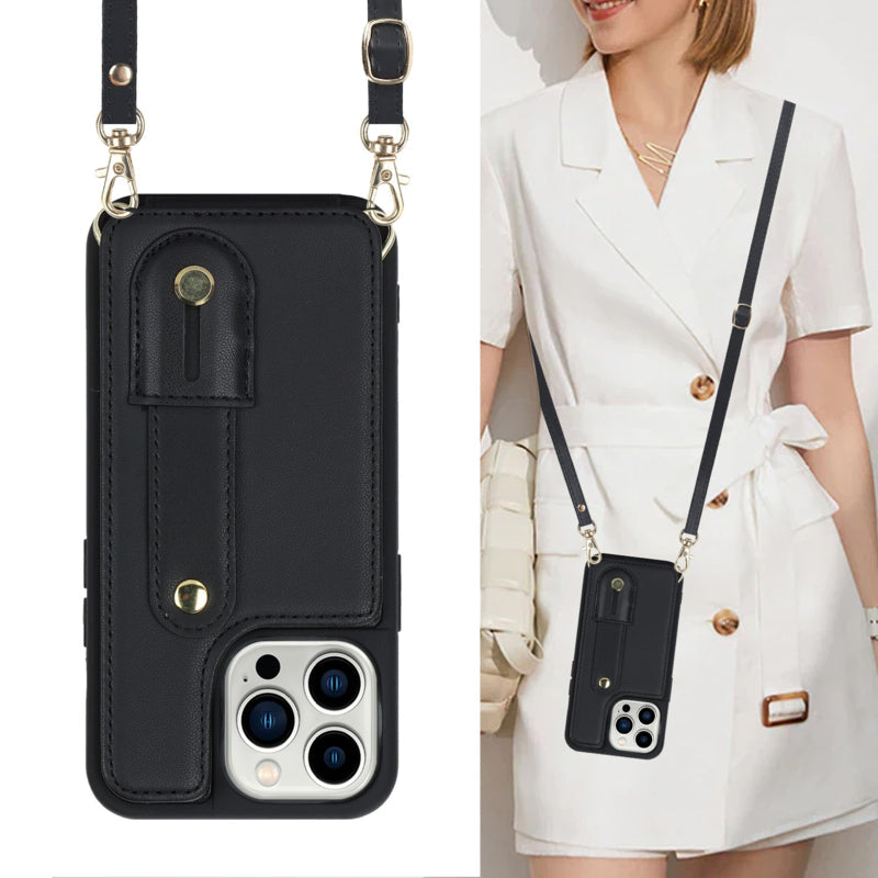 Telefoonhoesje met pasjeshouder en draagkoord voor iPhone 16 Pro