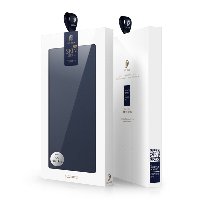Leren Flip Hoesje Met Pasjeshouder voor Galaxy S24 Ultra Blauw