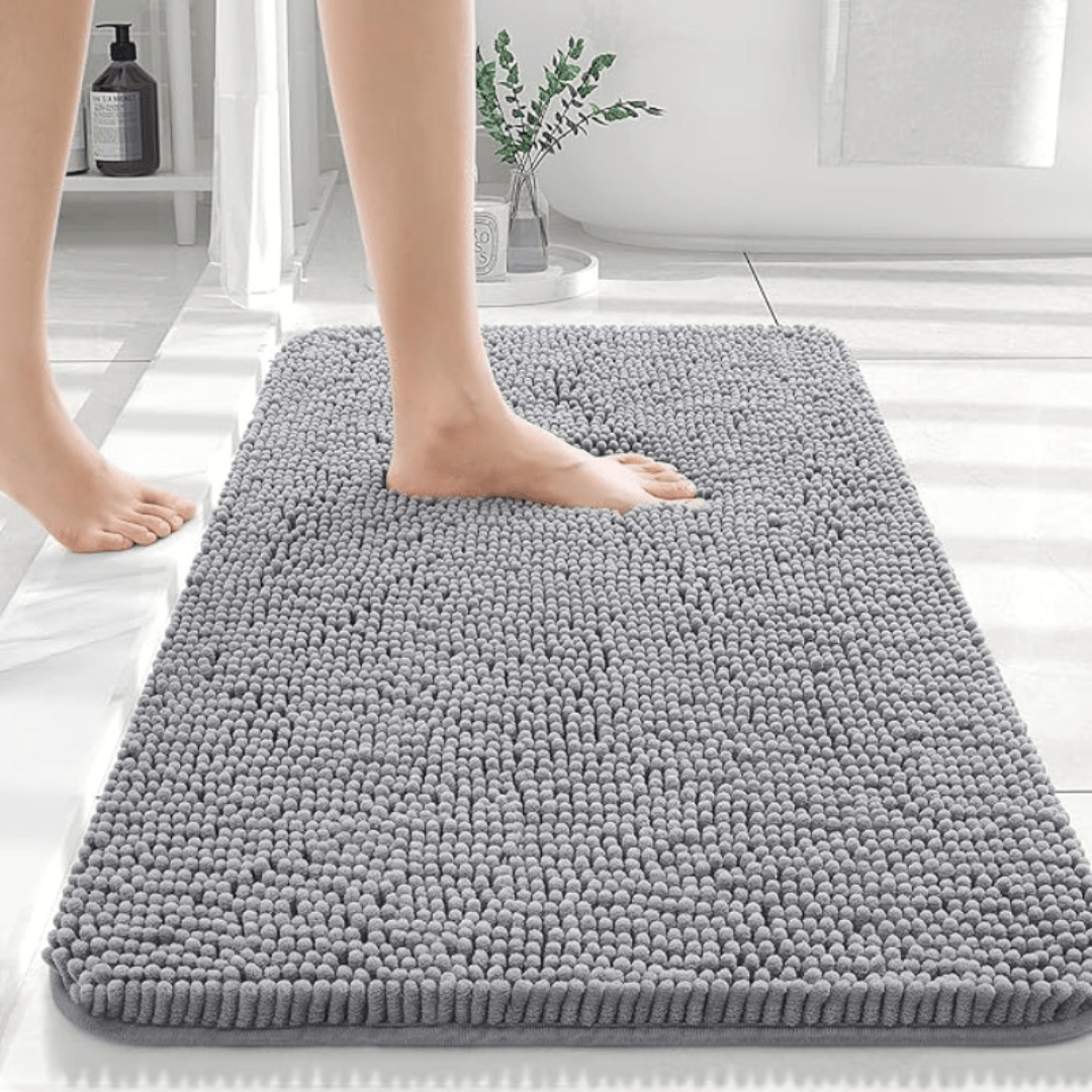 Zachte chenille badmat met antislip onderkant