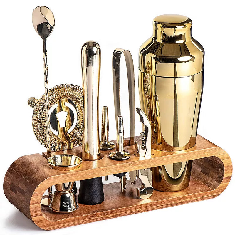 Rvs cocktailset van 10 stuks met standaard
