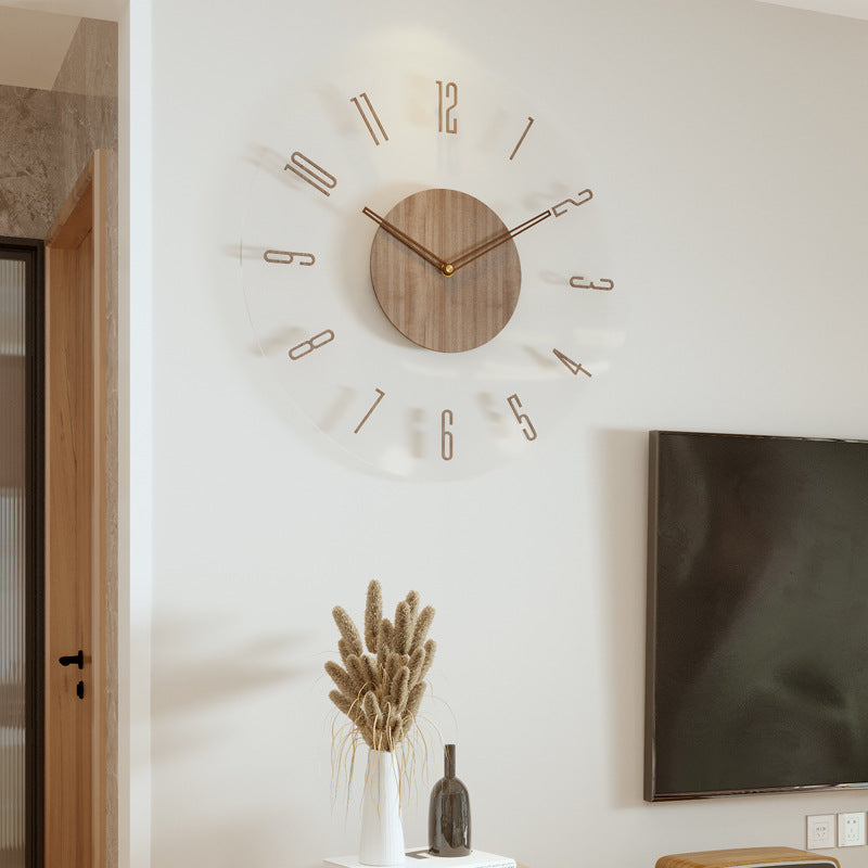 Houten Wandklok met Stil Uurwerk