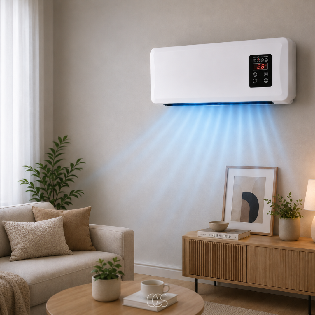 Wandkachel met ventilator en droogrek van 1500W