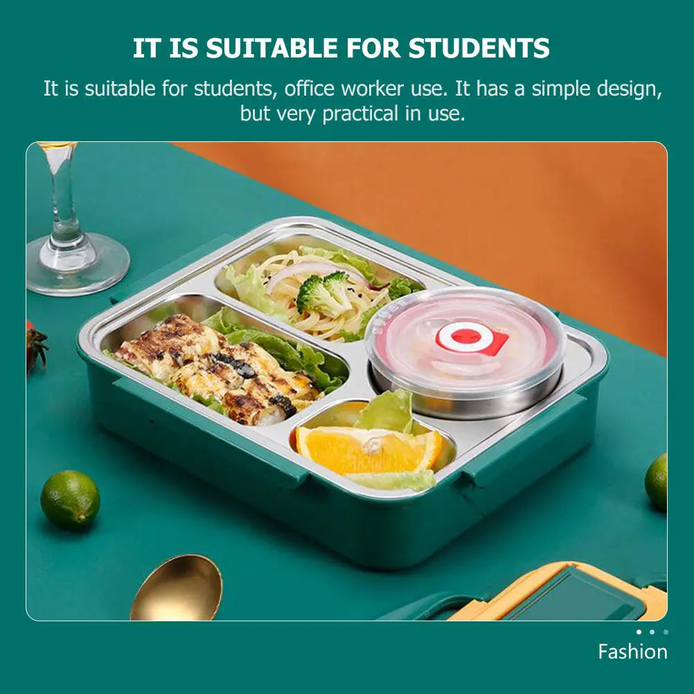 Rvs lunchbox van 1.5 l met vakken en apart bakje
