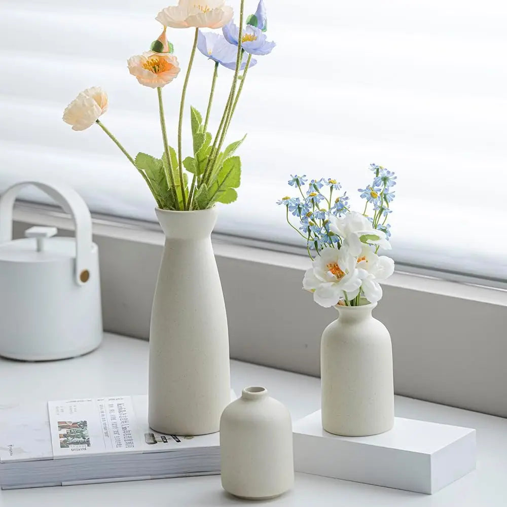 Keramische vaas set van 3 stuks met boho design