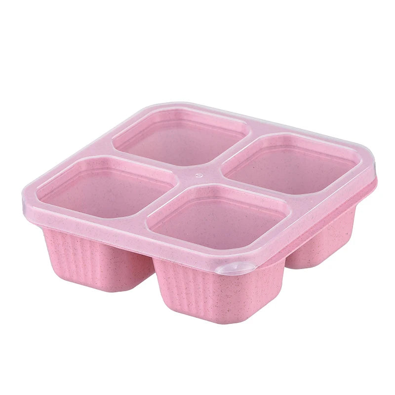Herbruikbare snackbox met 4 vakken en deksel