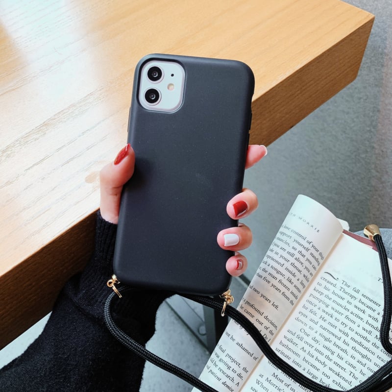 Crossbody TPU Telefoonhoesje met Draagkoord Zwart