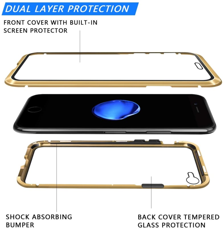 Magnetisch Telefoonhoesje met Dubbelzijdig Glas voor iPhone 7 Plus / 8 Plus