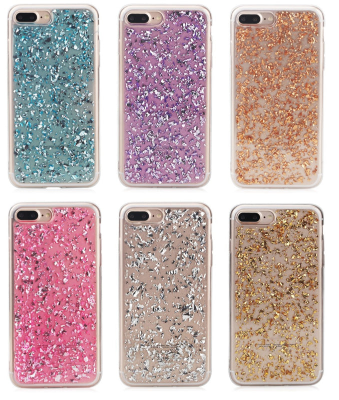 Glitter TPU telefoonhoesje met bladgoud look voor iPhone 7 Plus / 8 Plus