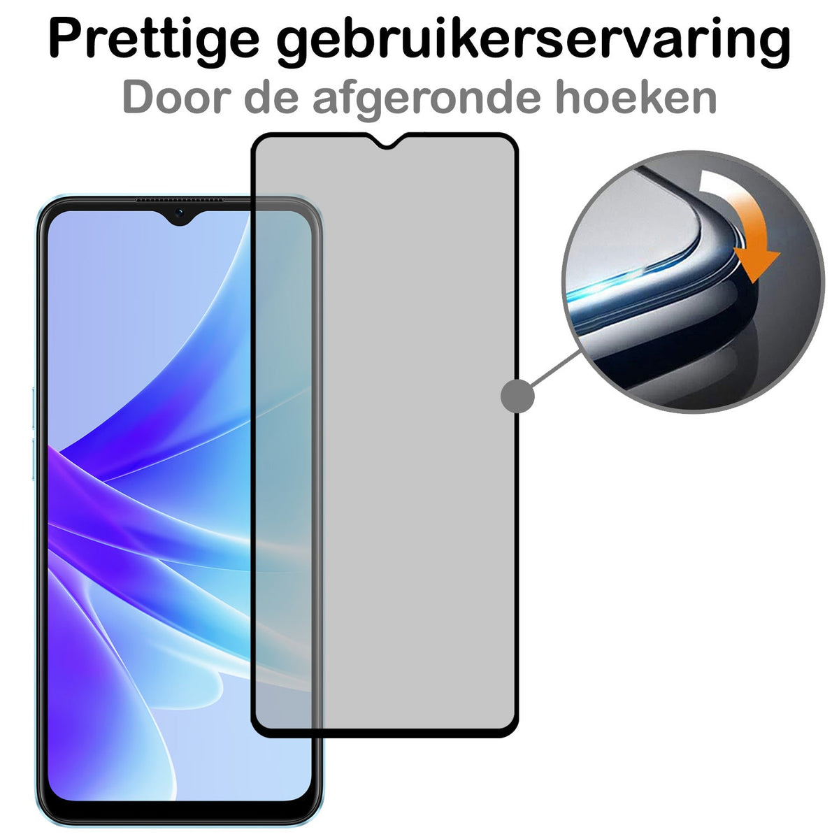 Gehard glazen privacy screenprotector voor OPPO A17
