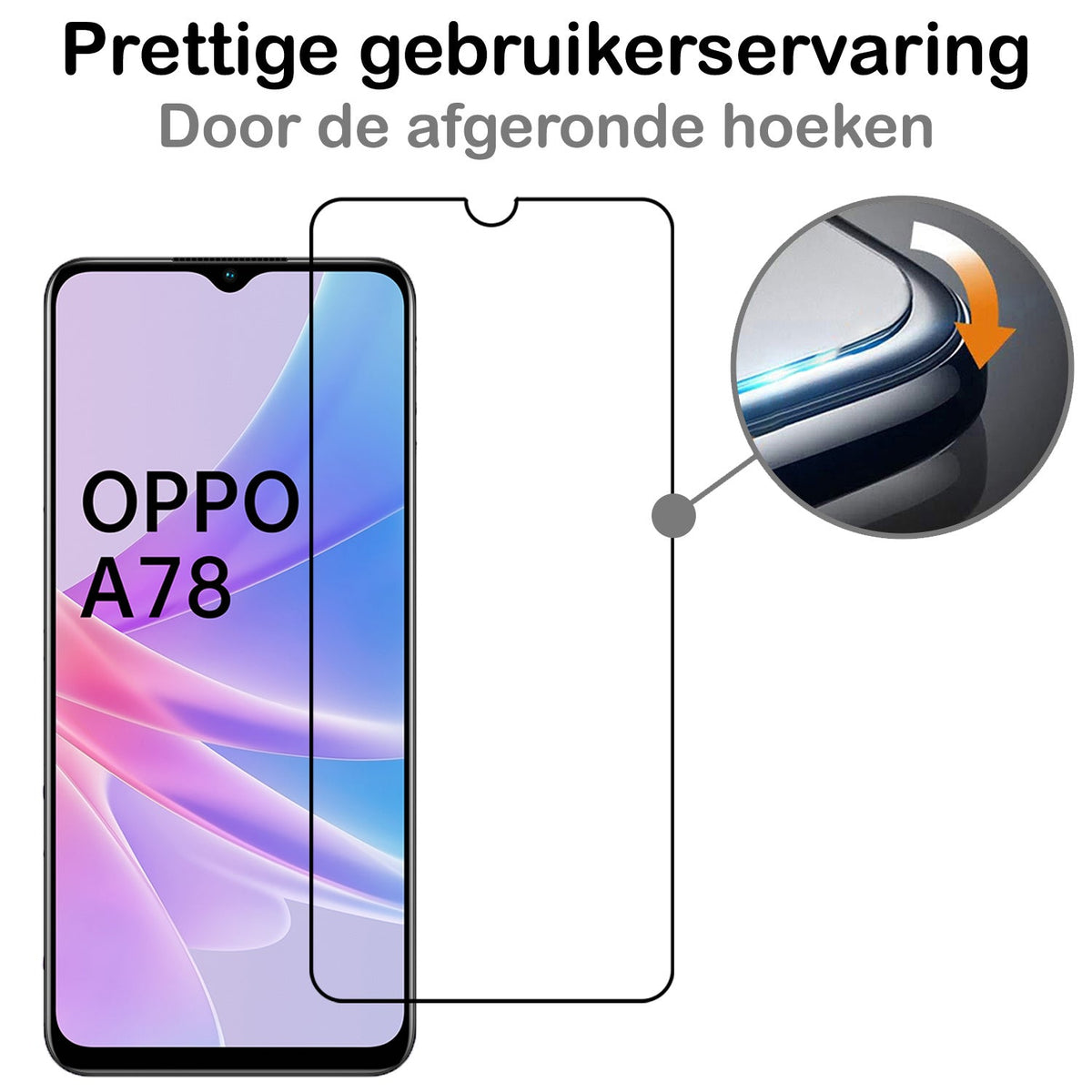 Gehard glazen screenprotector voor OPPO A78 5G met zwarte randen