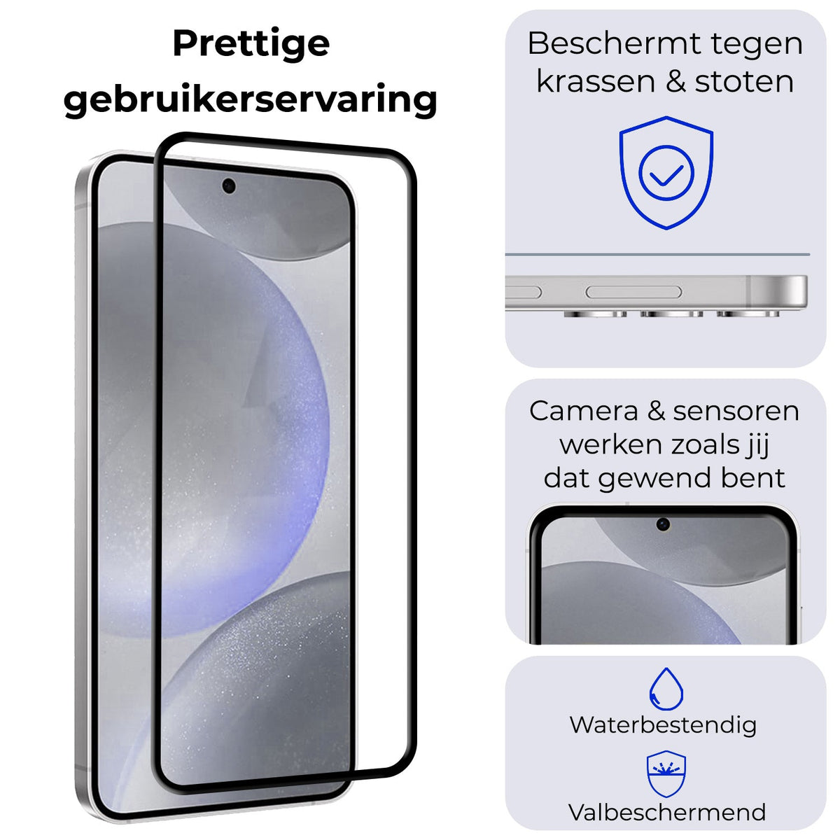Gehard glazen screenprotector met zwarte randen voor Samsung S24 Plus