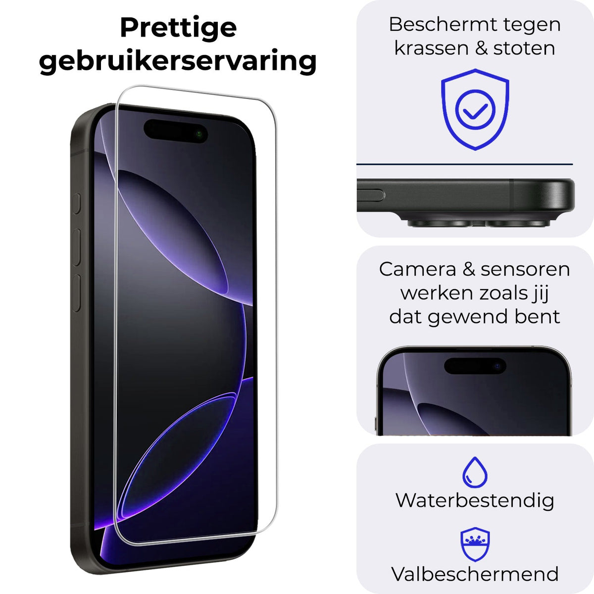 Gehard glazen screenprotector voor iPhone 16 Pro Max met installatieframe