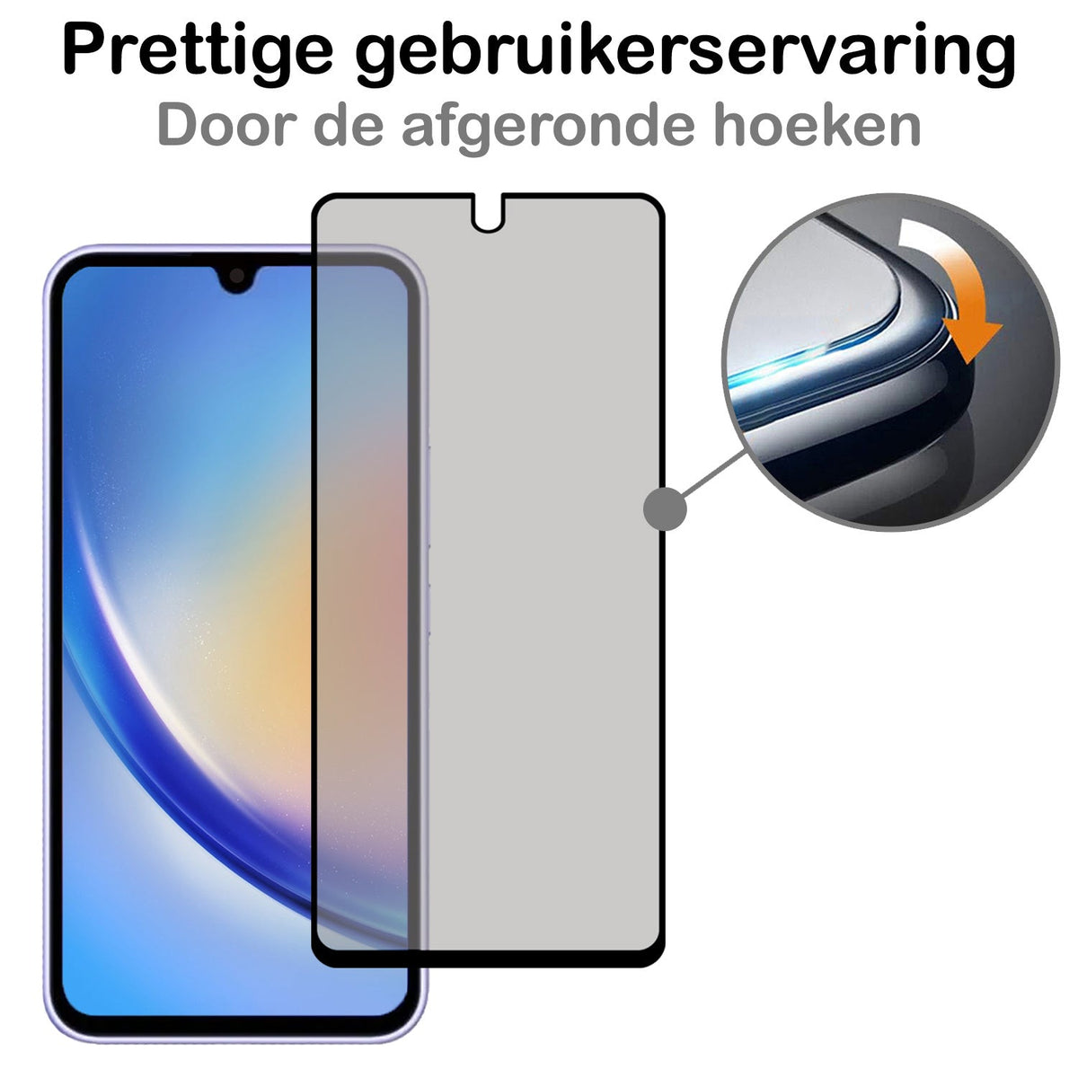 Screenprotector van gehard glas met privacyfilter voor Samsung Galaxy A34