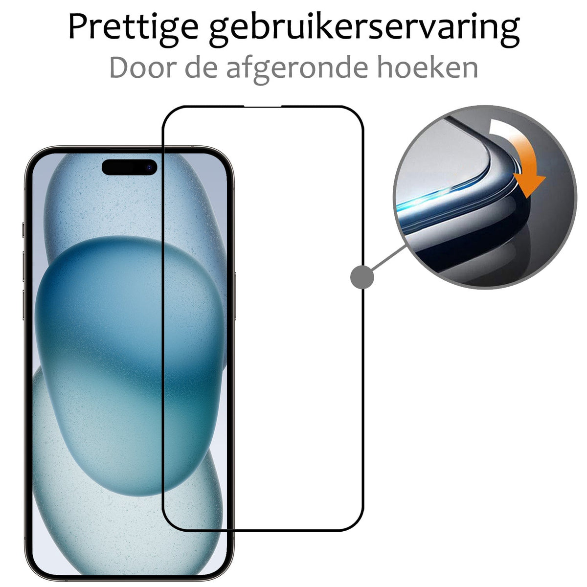 Glazen screenprotector voor iPhone 15 Pro met zwarte randen