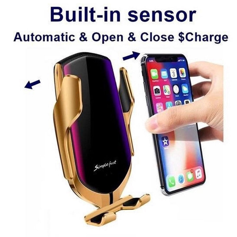 Automatische autotelefoonhouder met draadloze Qi snellader