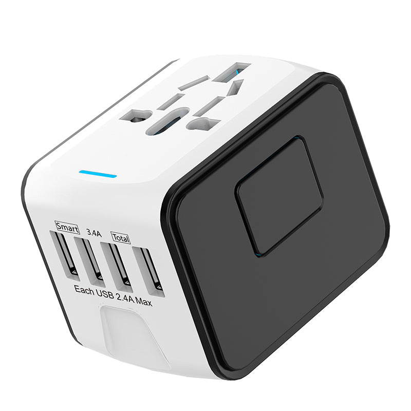 Universele reisstekker met 4 USB-poorten