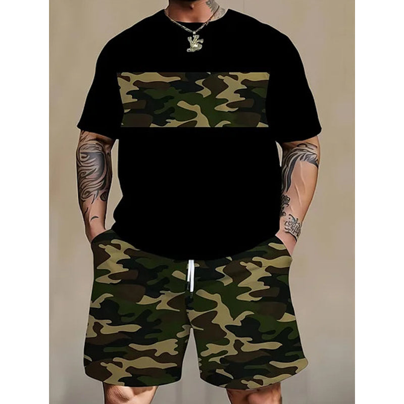 Heren camouflage T-shirt en korte broek set