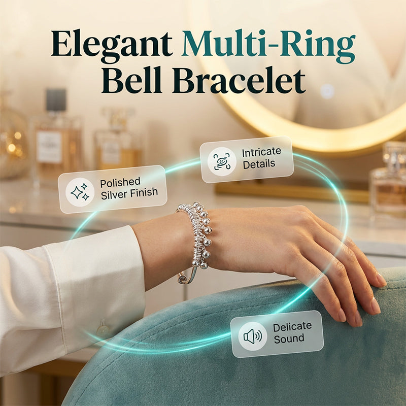 Verstelbare zilveren armband met belletjesbedeltjes