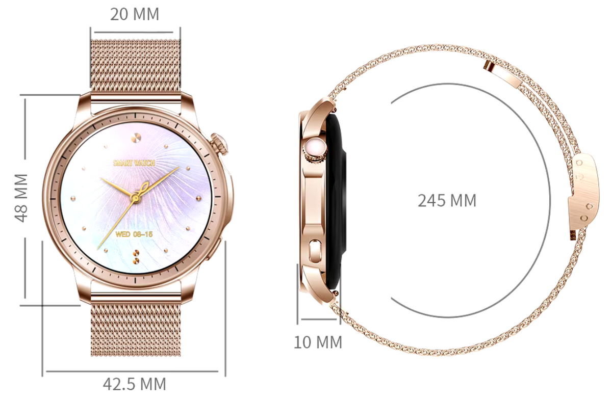 Dames smartwatch met amoled scherm en bluetooth bellen