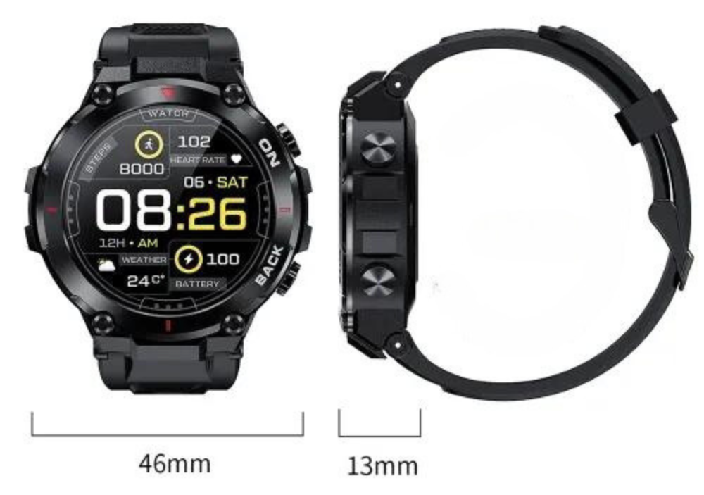 Smartwatch met GPS en sporthorloge functies zwart