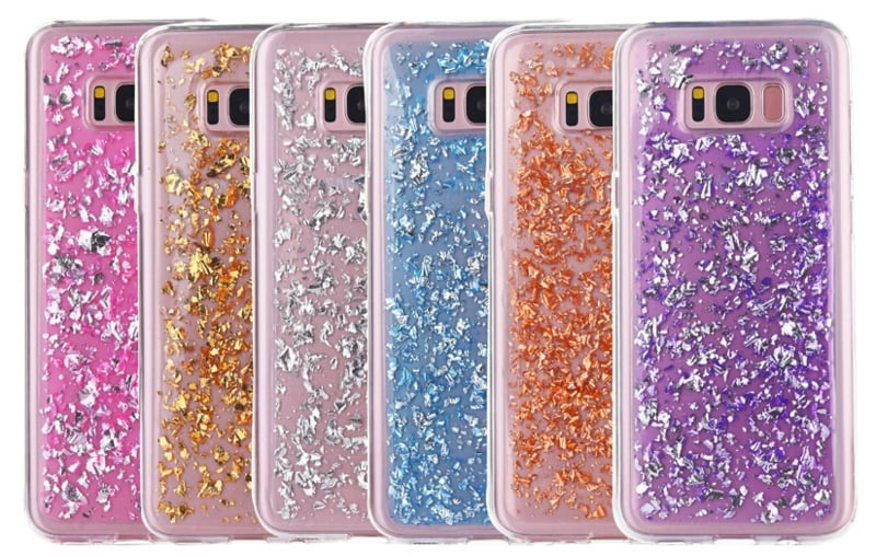 Glitter TPU backcover voor Samsung Galaxy S8 Plus met bladgoudlook