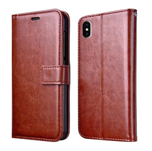Leren portemonnee hoesje met pasfotovakje voor iPhone Xs Max