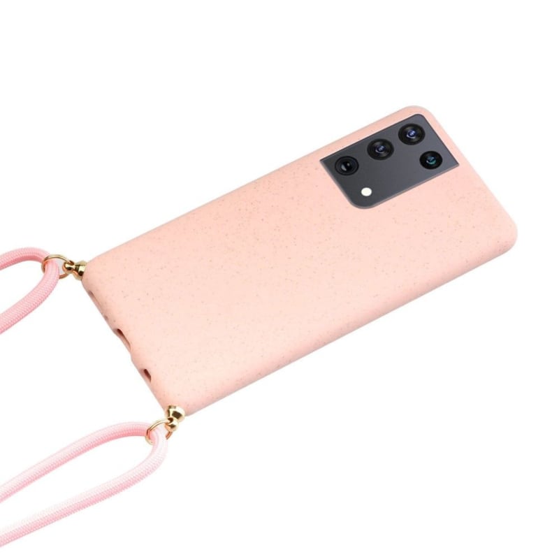 Samsung Galaxy S22 Ultra Crossbody TPU Hoesje met Koord Roze