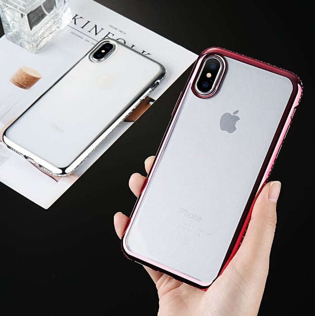 Glitter backcover voor iPhone Xs Max met bergkristallen