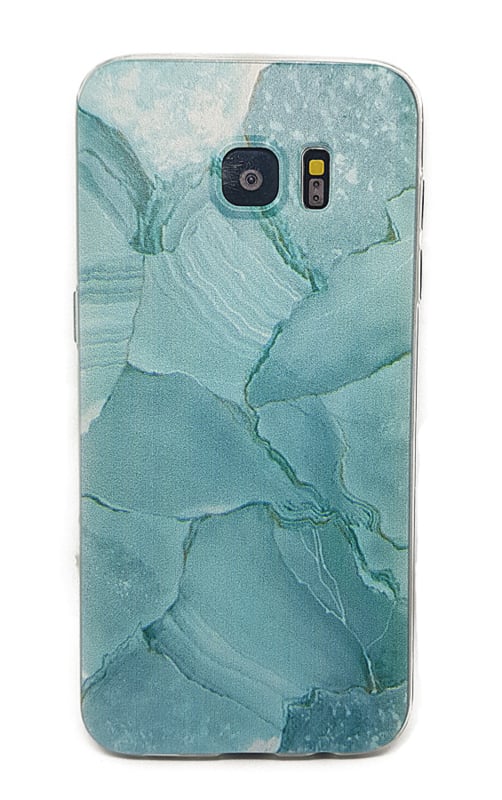 Galaxy S7 Edge TPU hoesje met marmer design azuurblauw