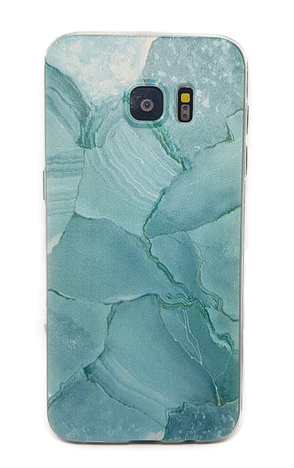 Galaxy S7 Edge TPU hoesje met marmer design azuurblauw
