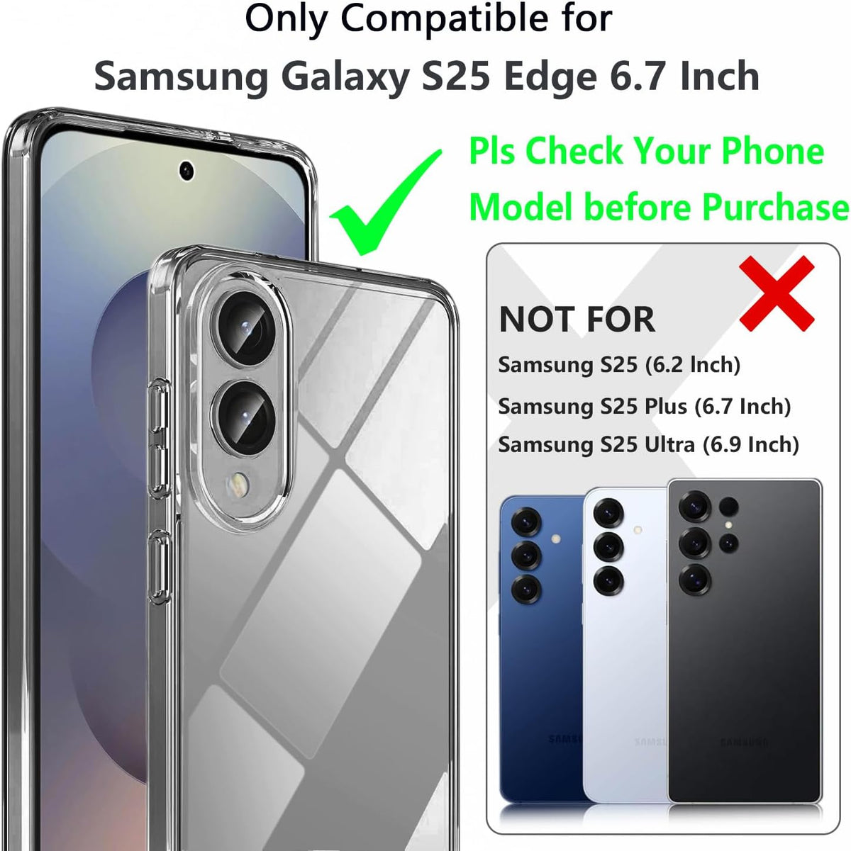 Transparant TPU telefoonhoesje met schokabsorptie voor Galaxy S25 Edge