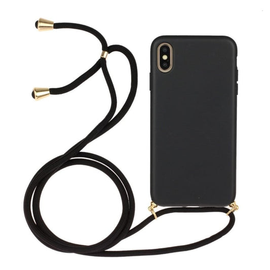 Crossbody TPU Telefoonhoesje met Verstelbaar Koord Zwart