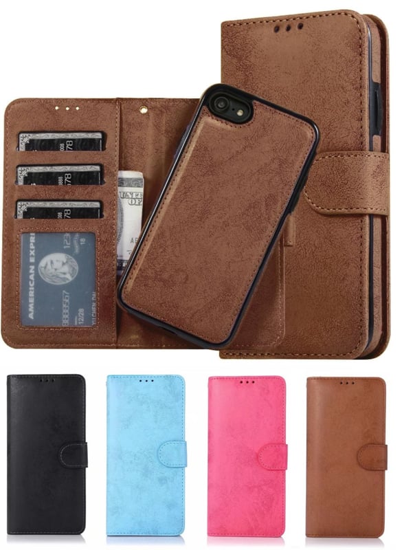 Magnetisch bookcase hoesje met uitneembare telefoonhouder voor iPhone 7 Plus / 8 Plus