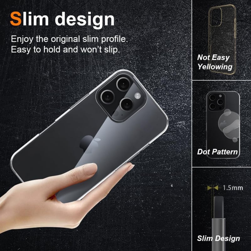 Transparant TPU telefoonhoesje voor iPhone 16 Pro