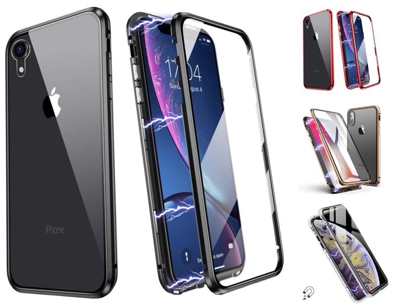 Magnetisch telefoonhoesje met dubbelzijdig glas voor iPhone XR