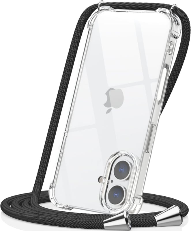 Transparant TPU Telefoonhoesje met Koord voor iPhone 16 Plus