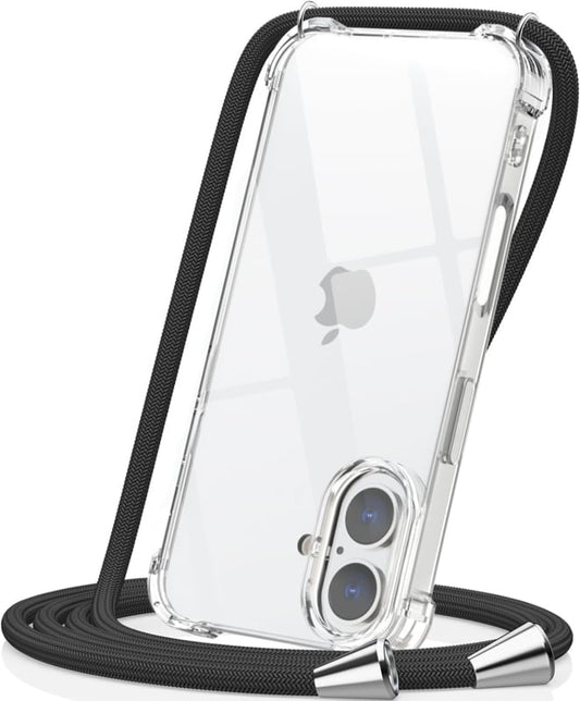 Transparant TPU telefoonhoesje met verstelbaar koord voor iPhone 16