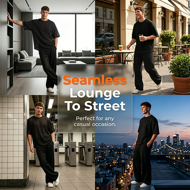 Tweedelige heren lounge set met t-shirt en broek