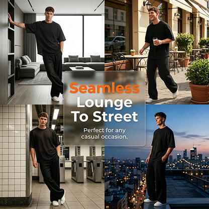 Tweedelige heren lounge set met t-shirt en broek