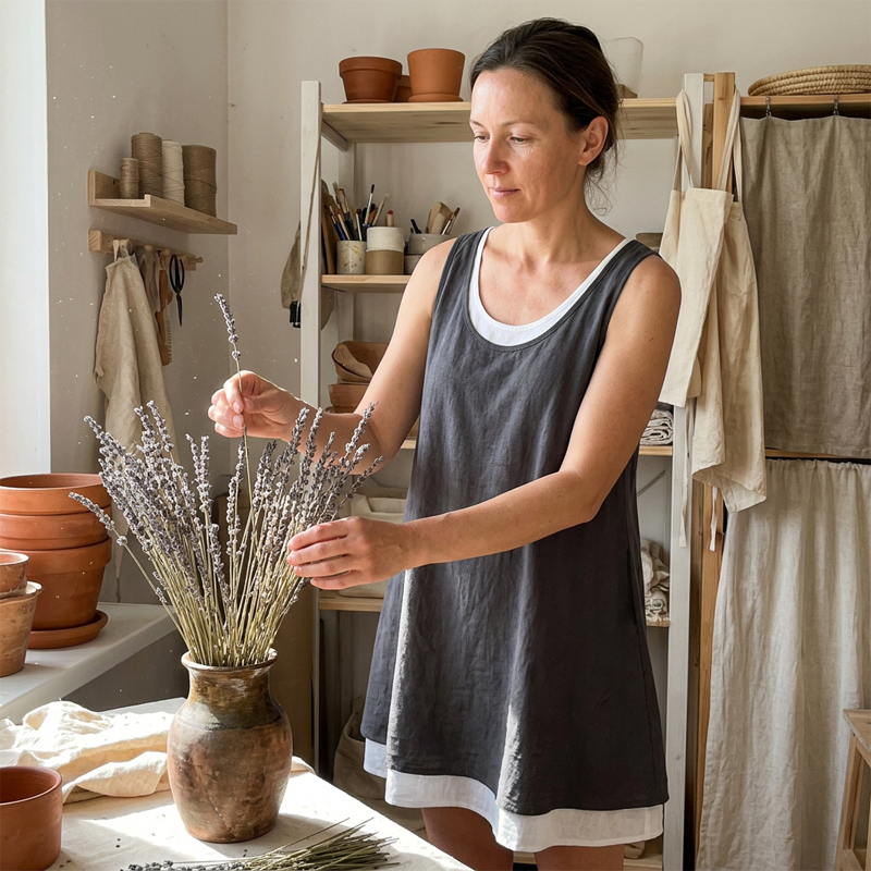 Casual mouwloze tankjurk voor dames met nep-tweedelig design