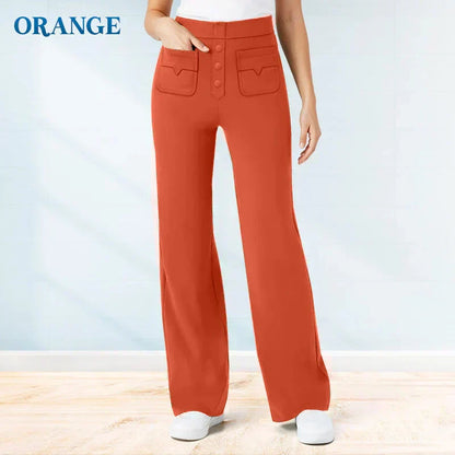 Comfortabele elastische casual damesbroek met hoge taille