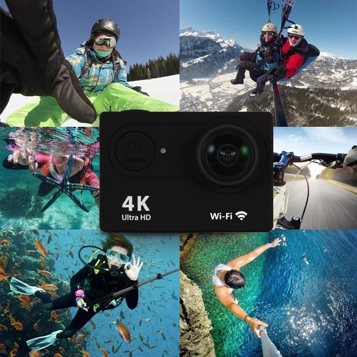 Waterdichte 4K action camera met afstandsbediening