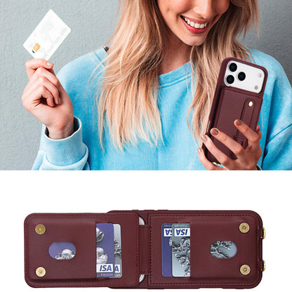 Leren iPhone 17 Pro hoesje met pasjeshouder en draagkoord
