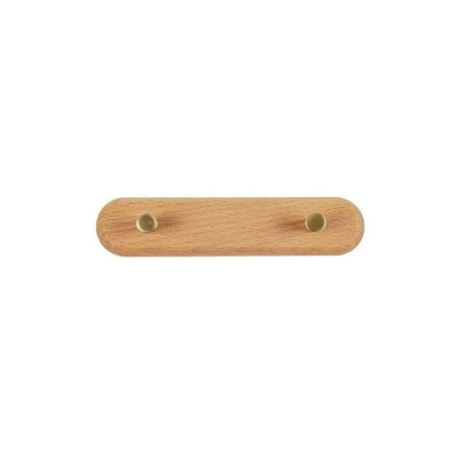 Houten wandkapstok met messing haken