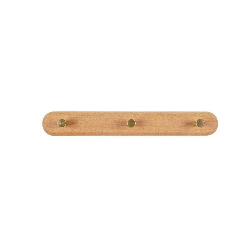 Houten wandkapstok met messing haken