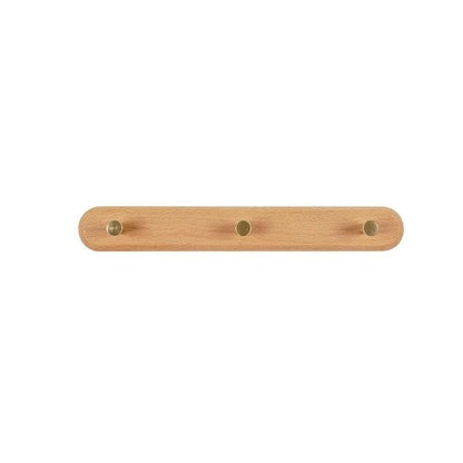 Houten wandkapstok met messing haken