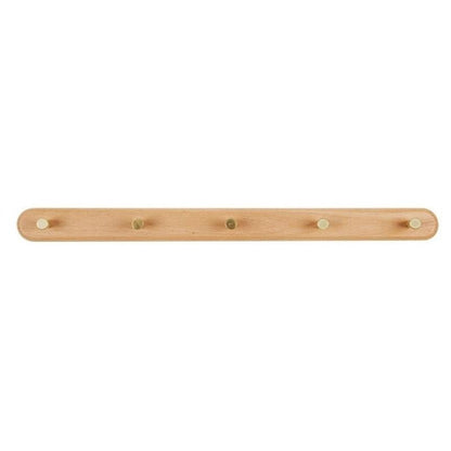 Houten wandkapstok met messing haken
