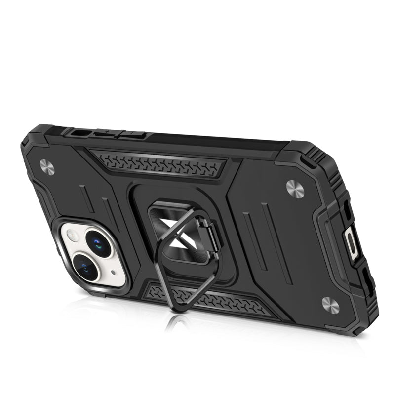 Wozinsky Ring Armor Hoesje voor iPhone 15 met Magneet Zilver